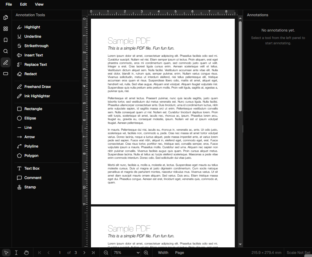 Editing a PDF document in DraftPDF