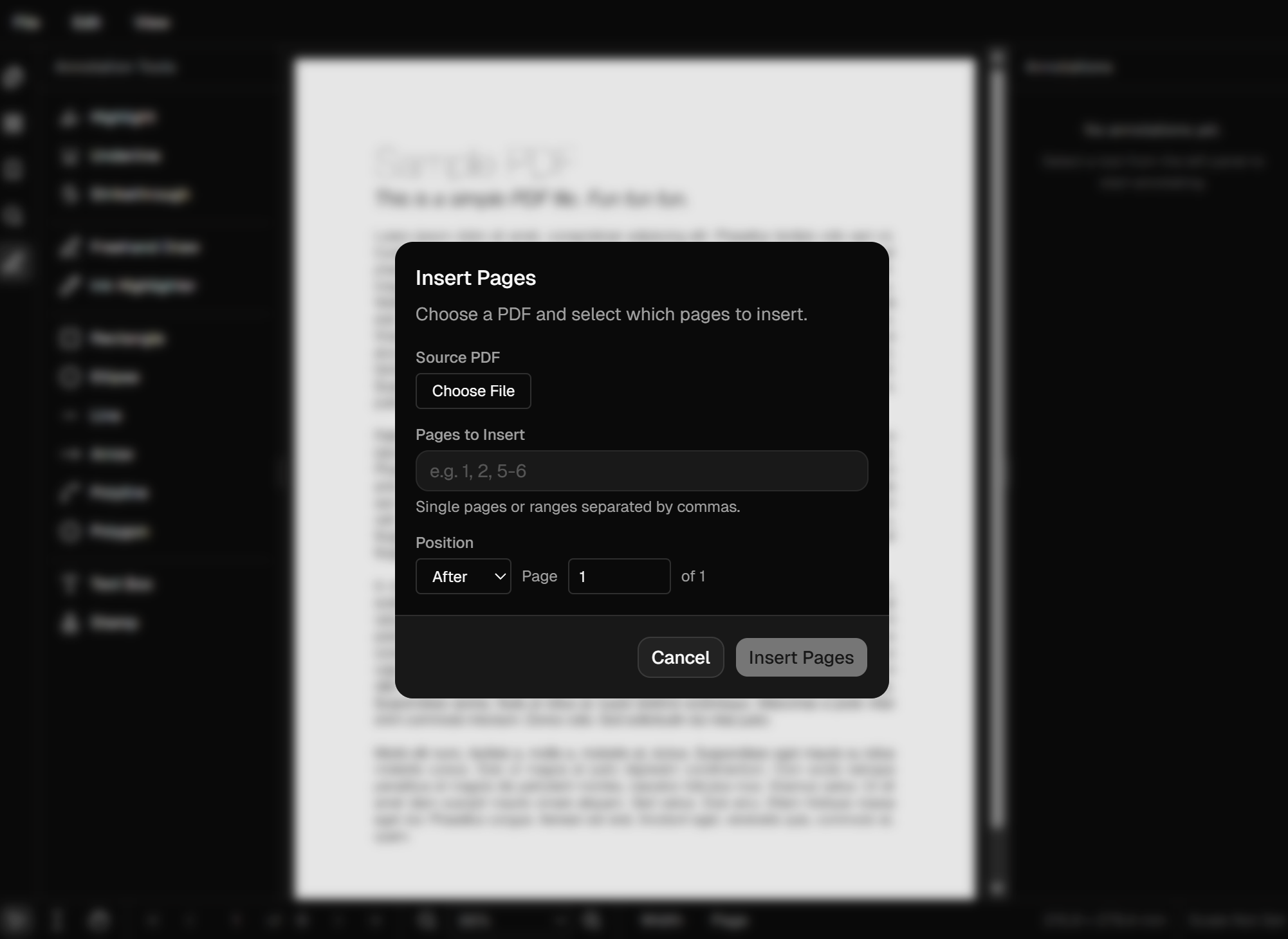 DraftPDF merge panel showing multiple PDFs